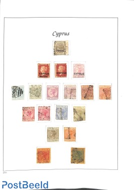 2 Pages with Queen Victoria stamps o/*,  Cyprus