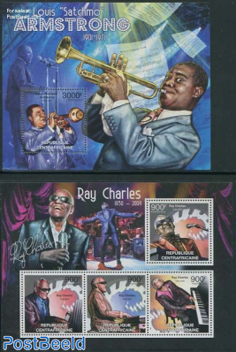 Ray Charles, Louis Armstrong, piano, trumpet 2 s/s