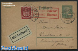 Postcard, sent by airmail