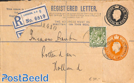 Registered Letter Envelope 2d+2d uprated to Rotterdam