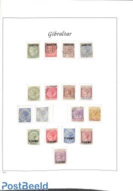 2 Pages with Queen Victoria stamps o/*,  Gibraltar