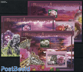 Roses and animals 3 s/s