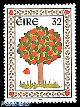 Greeting stamp 1v, heart with black border