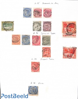Lot with 33 stamps Jamaica, sorted on village cancellations