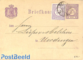 Postcard 2.5c, uprated from Deventer to Uerdingen