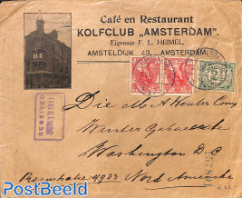 Illustrated cover Kolfclub Amsterdam sent to Washington DC