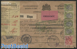 Parcel card for shipment of flowerbulbs from Hillegom to Switzerland, Cash on Delivery (during W.W. 