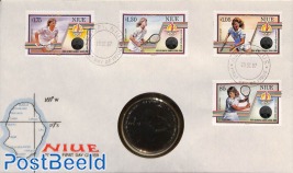 Coin letter, Tennis 4v+coin on cover
