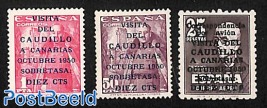 Canarian visit 3v MNH, signed & with attest