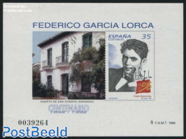 F.G. Lorca, Special sheet (not valid for postage)