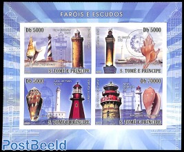 Lighthouses & shells 4v m/s, imperforated
