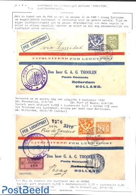 Airmail covers with airmail stamps, used on the first day of issue!