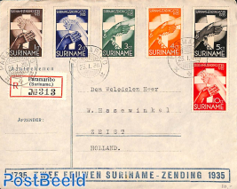 Registered letter to Holland with Zending set