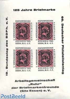 Promotional sheet ASSINDIA 1965 ESSEN  (not valid for postage)