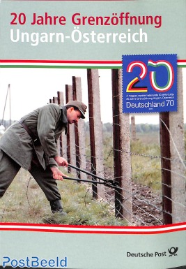 Special folder with stamps; 20 years open borders with Hungary