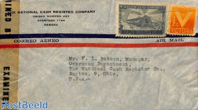 Censored airmail cover to USA