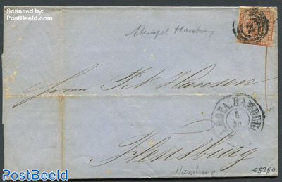 Folding letter from Denmark to Hamburg