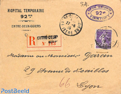 Reg. Letter from Temporary hospital ENTRE-DEUX-GUIERS to Lyon