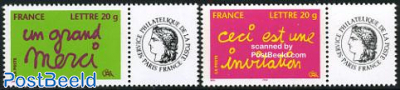 Greeting stamps 2v with personal tabs