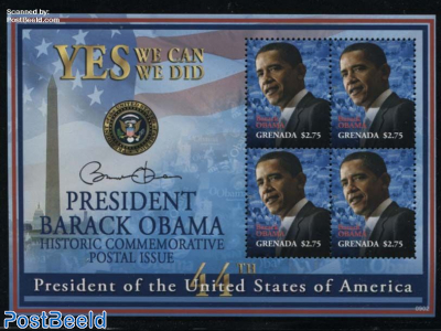 Barack Obama m/s (with 4 stamps)