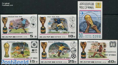 Worldcup football winners 6v, imperforated