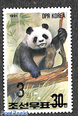 Panda 3W on 30ch black overprint, stamp out of set