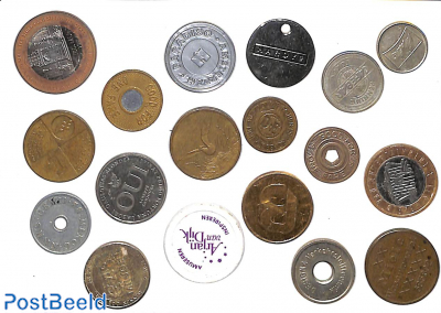 Collection of 16 token coins