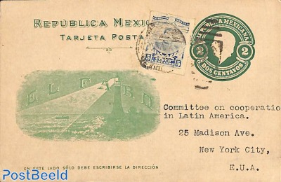 Postcard 2c, El Faro, to USA