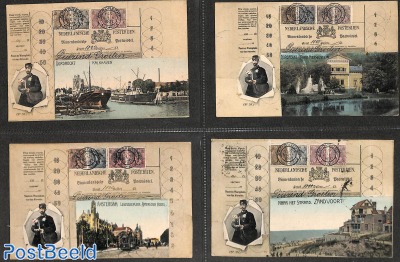 4 Dutch Postcards with stamp pictures