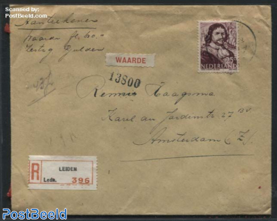 Registered letter with declared value with NVPH No. 419, Rare
