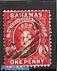 One Penny, perf. 14, WM Crown-CA, used