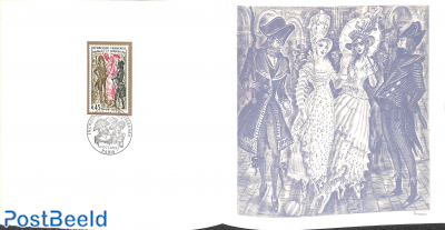Fashion, Special FDC leaf on handmade paper with Decaris gravure, limited ed.