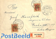 Registered letter, with tete-besche pair, from Doetinchem to Praha